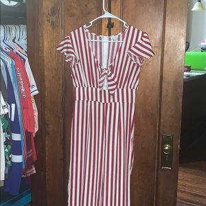 Striped key hole jumpsuit